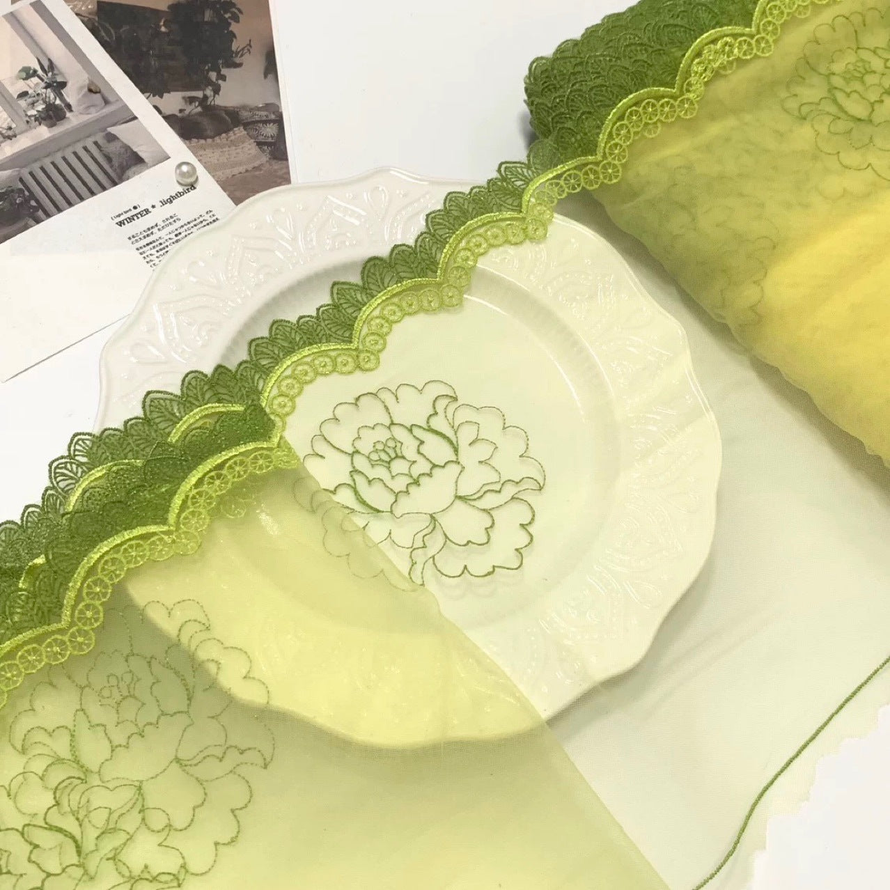 FREEDOMBEAUTY | Spot mesh positioning embroidery lace accessories decorative fabric design clothing DIY