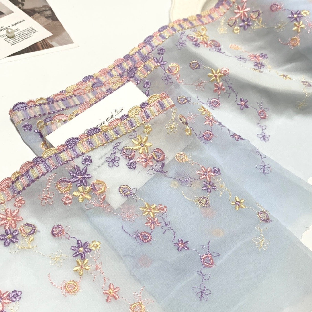 FREEDOMBEAUTY | Spot Macaron Chiffon Embroidery Lace Accessories Decorative Fabric Design DIY Apparel