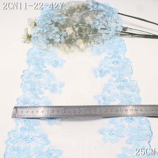 FREEDOMBEAUTY | Classic two-color bilateral flower light mesh embroidery lace 25cm clothing home lace accessories