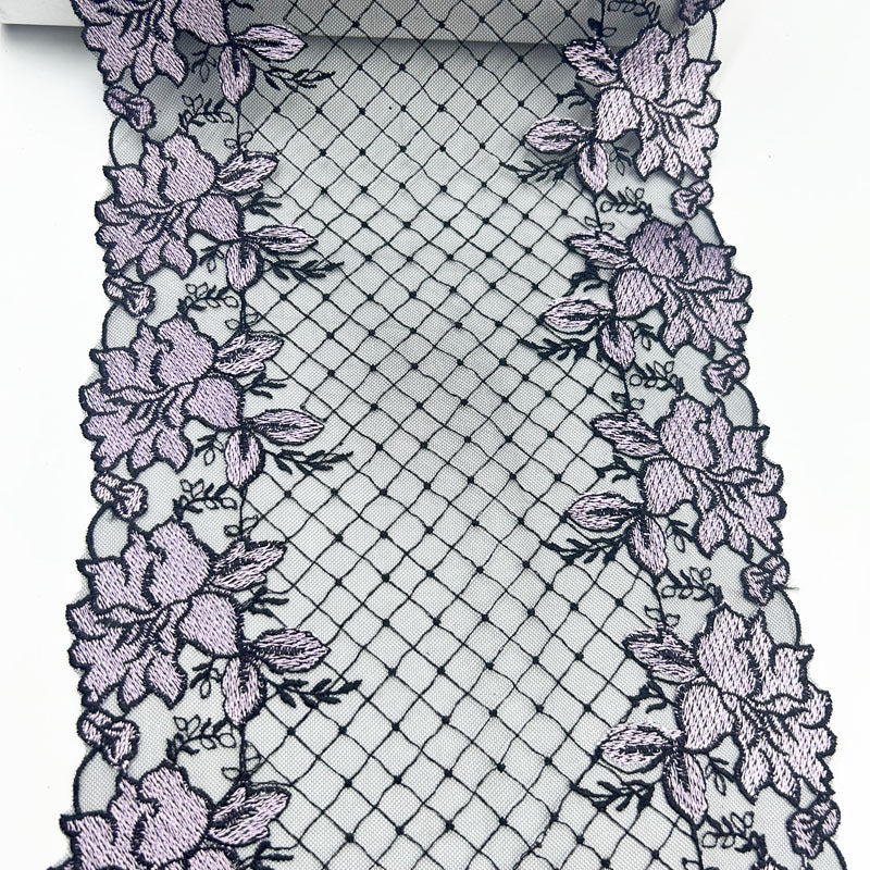 FREEDOMBEAUTY | Black Embroidery Mesh Grid Line Lace Underwear Lace Curtain Home Textile Sofa Cushion Accessories Three-dimensional Embroidery