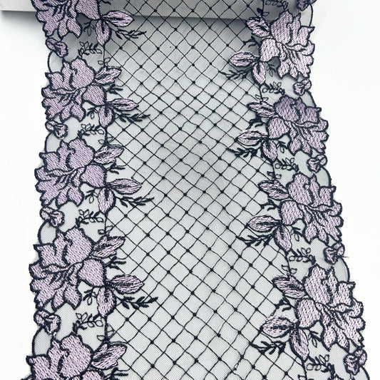 FREEDOMBEAUTY | Black Embroidery Mesh Grid Line Lace Underwear Lace Curtain Home Textile Sofa Cushion Accessories Three-dimensional Embroidery