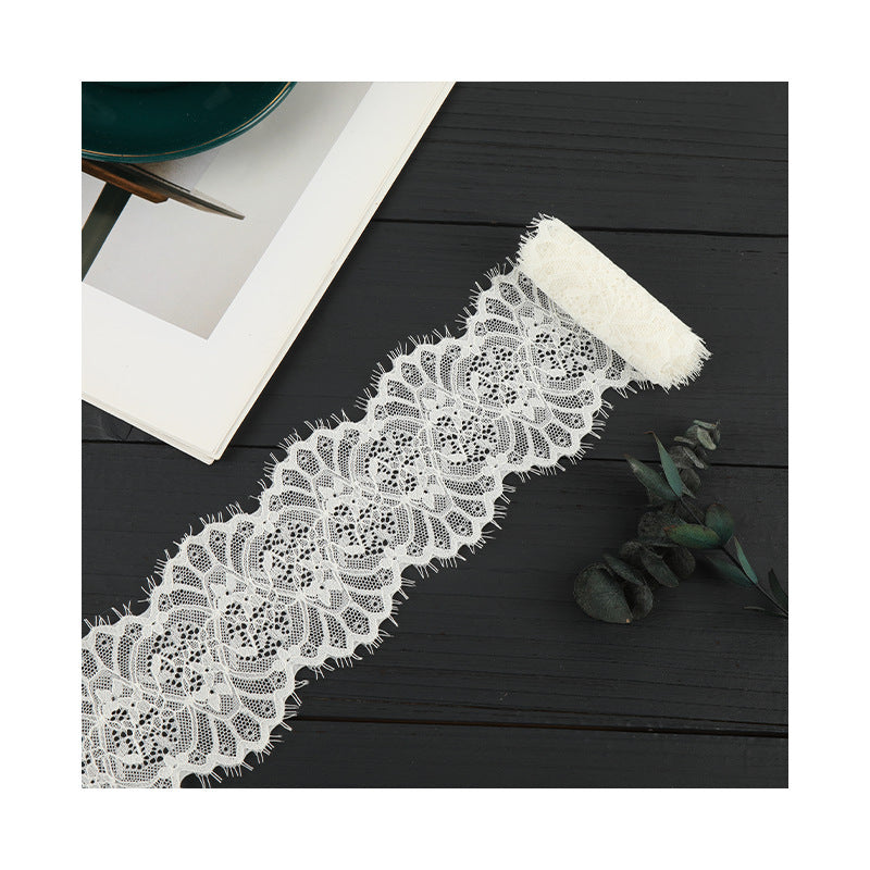 FREEDOMBEAUTY | [laser-cut lace] White eyelash lace, elastic laser cut lace, toy home textile clothing lace accessories