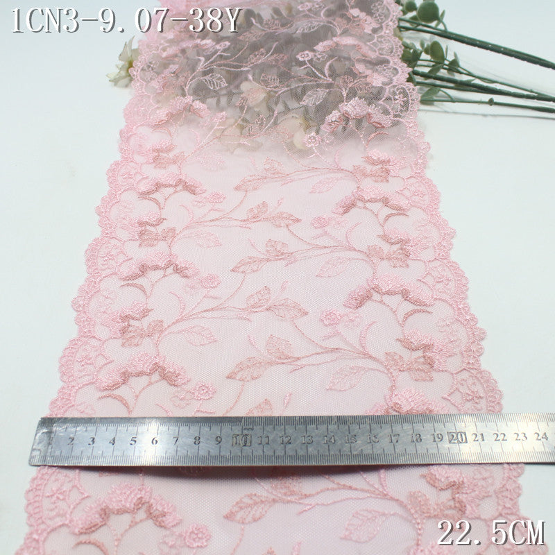 【1Pack】-Freedombeauty | Three-color mesh bilateral classical exquisite flower embroidery lace 22.5cm clothing jewelry home textile accessories