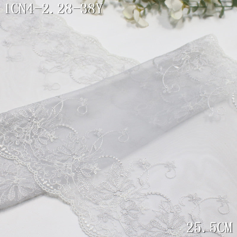 FREEDOMBEAUTY | Bilateral French fine pattern mesh embroidered lace 24cm skirt wedding headgear lace accessories