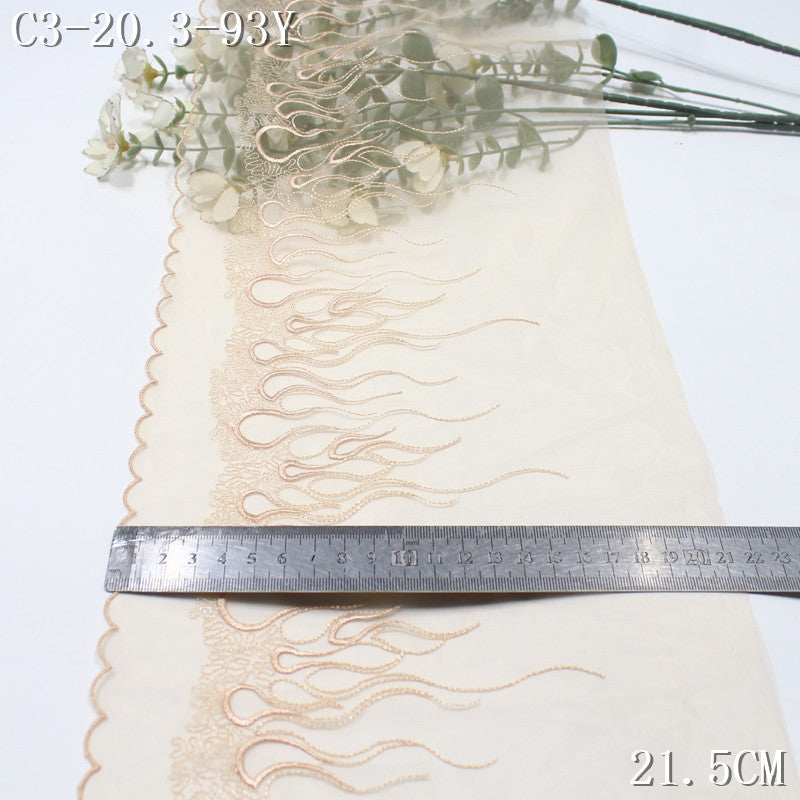 FREEDOMBEAUTY | Light mesh embroidery lace streamline flame pattern, clothing underwear curtain lace accessories