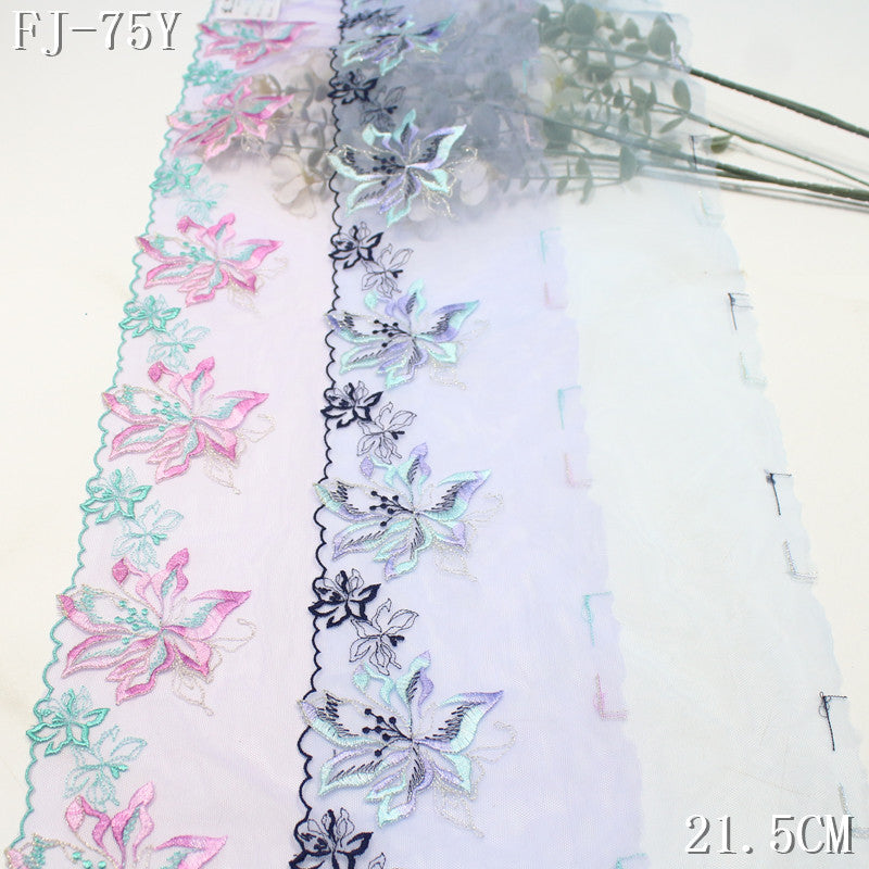 FREEDOMBEAUTY |  Dream Fairy Two-Color Gold Thread Flower Mesh Embroidery Lace, Hanfu Skirt DIY Dress Lace Accessories