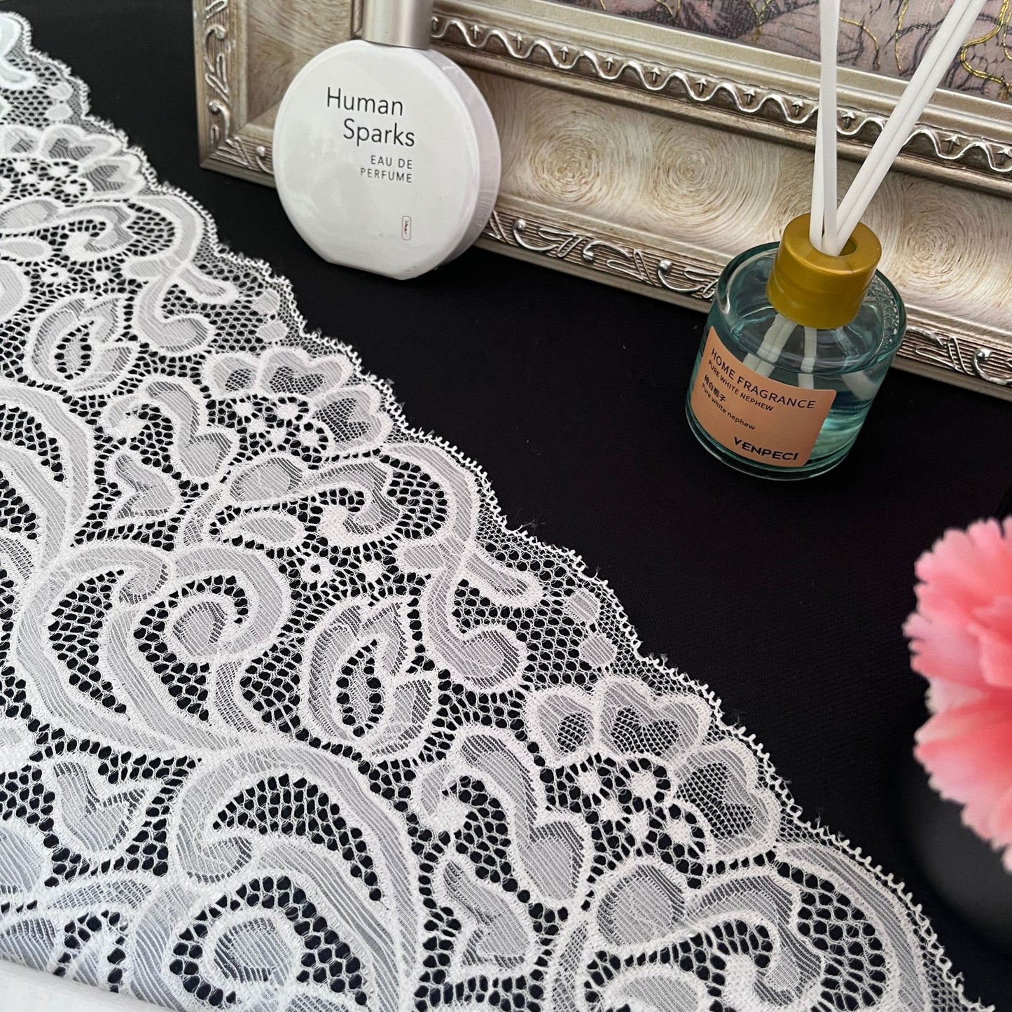 FREEDOMBEAUTY | 40cm manufacturers supply elastic lace large edge women's elastic underwear symmetrical lace dress DIY handmade
