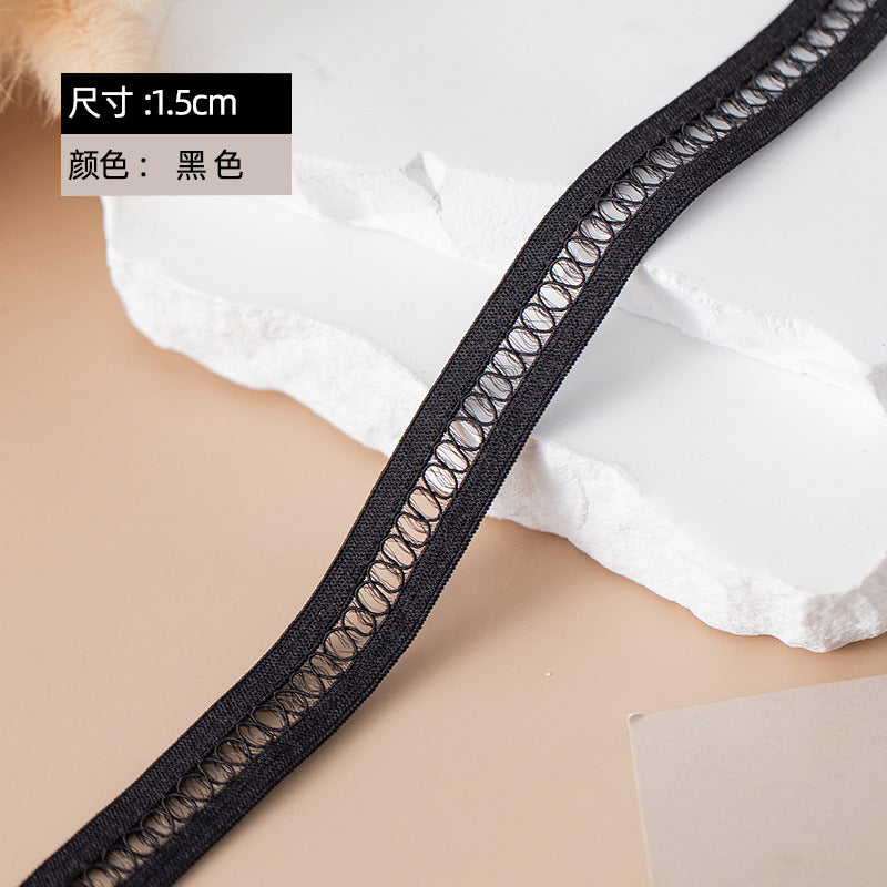 FREEDOMBEAUTY | Factory direct 2.0CM light strip wave 1.5CM circle fish silk black and white spot elastic nylon elastic band