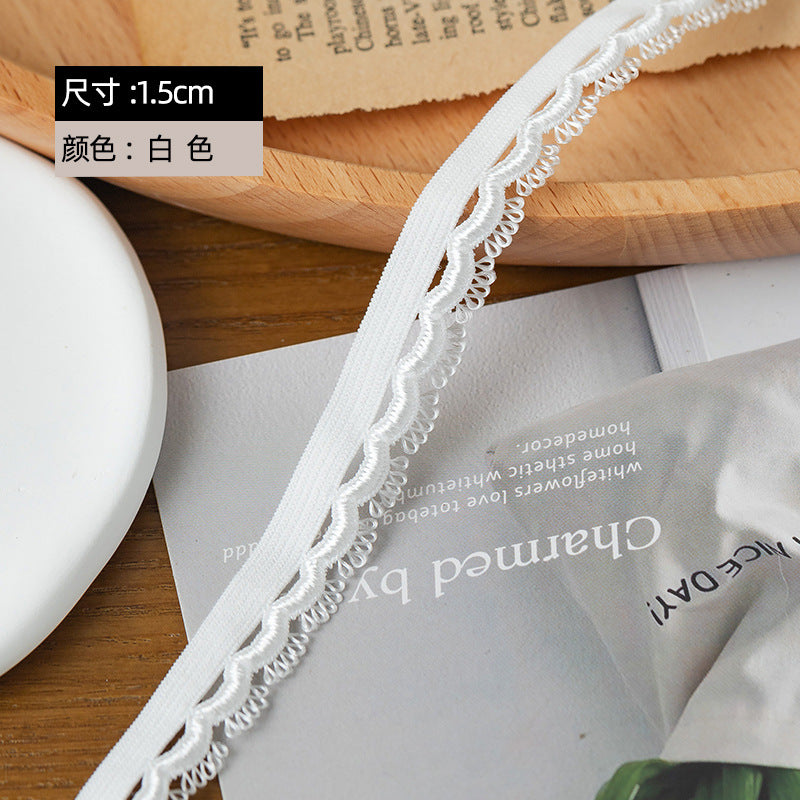 FREEDOMBEAUTY | Factory direct sales 1.5CM nylon light silk eyelash bud belt, women's underwear children's clothing edge elastic band
