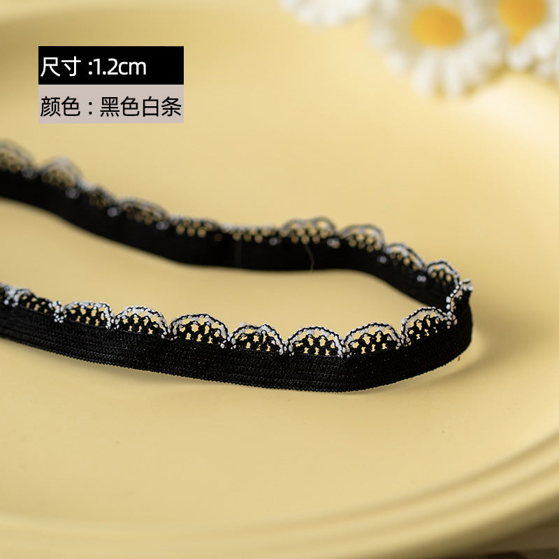 FREEDOMBEAUTY | Factory direct sales 1.2CM black and white spot elastic mesh bud, children's clothing women's underwear elastic mesh bud belt