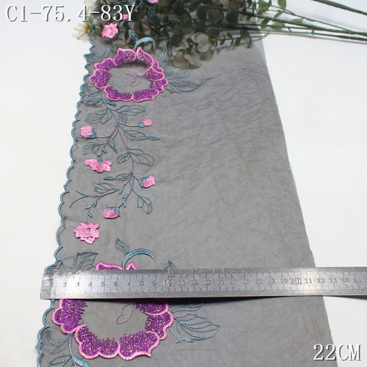 FREEDOMBEAUTY | Chinese classical silver thread petal circle branches and leaves mesh embroidery lace, Hanfu cheongsam lace DIY