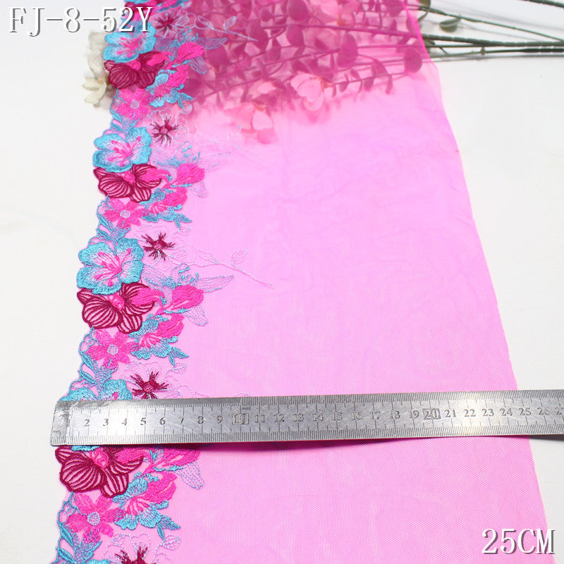 FREEDOMBEAUTY | [1Pack] Contrasting Flowers Warm Style Rose Pink Mesh Embroidery Lace, Clothing Accessories Underwear Lace Accessories