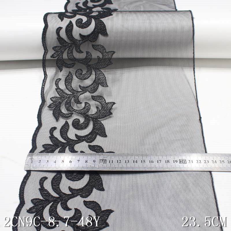FREEDOMBEAUTY | Black mesh polyester thread wild tattoo embroidery lace, wholesale apparel performance clothes DIY lace accessories