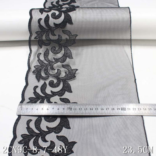 FREEDOMBEAUTY | Black mesh polyester thread wild tattoo embroidery lace, wholesale apparel performance clothes DIY lace accessories