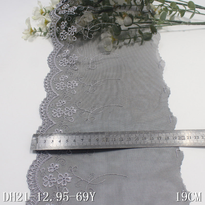 FREEDOMBEAUTY | Multi-color mesh unilateral French flower embroidery lace, clothing home textile 19cm lace accessories