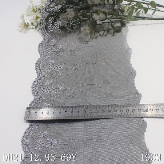 FREEDOMBEAUTY | Multi-color mesh unilateral French flower embroidery lace, clothing home textile 19cm lace accessories
