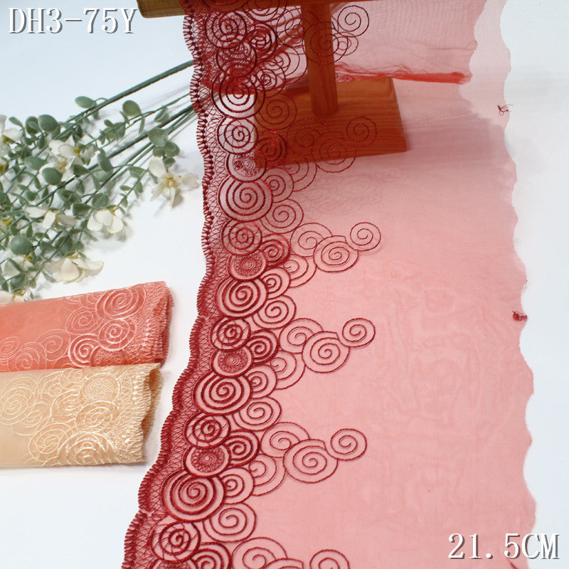 FREEDOMBEAUTY | Chinese auspicious cloud roll pattern three-color light and thin mesh embroidery lace, Hanfu cheongsam neckline lace accessories
