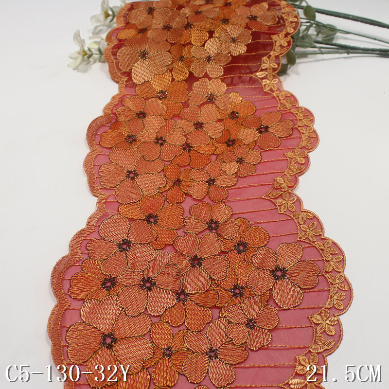 FREEDOMBEAUTY | Classical high-luxury polyester thread flower mesh embroidery lace, high-end performance clothes, home textiles, handmade accessories