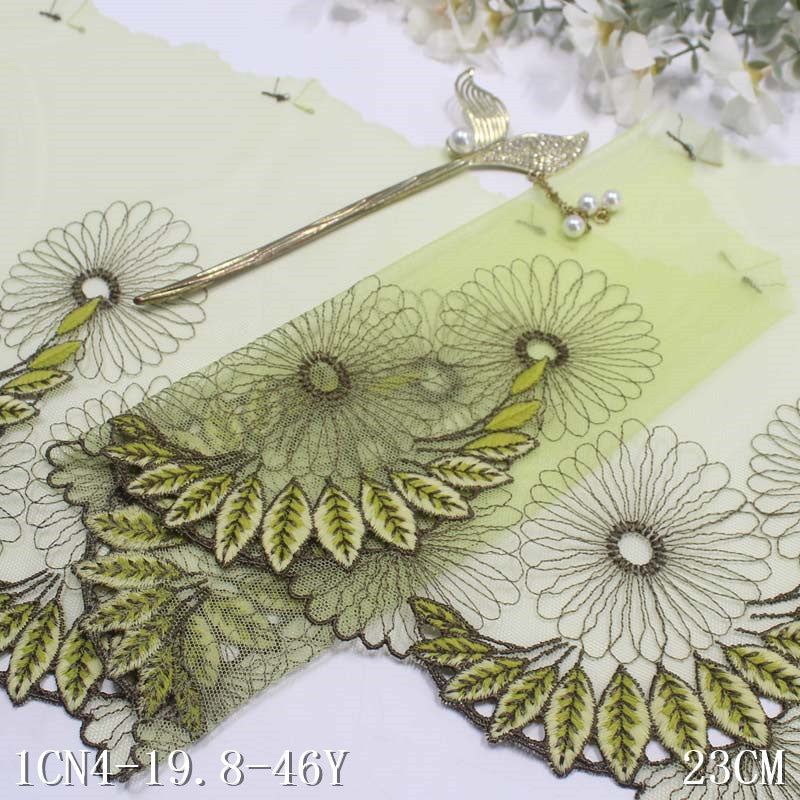 FREEDOMBEAUTY | [1Pack] Three-color mesh national style unilateral large daisy embroidery lace 23cm clothing accessories lace accessories