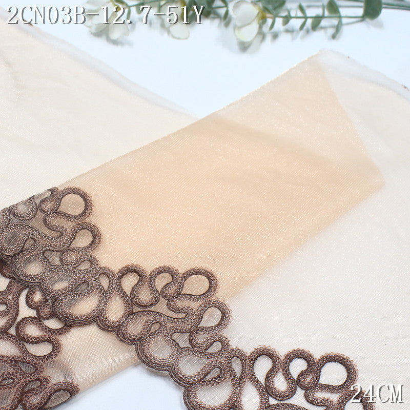FREEDOMBEAUTY | Vintage high-grade geometric roll grass pattern bright cloth embroidery lace, Chinese cheongsam clothing lace accessories