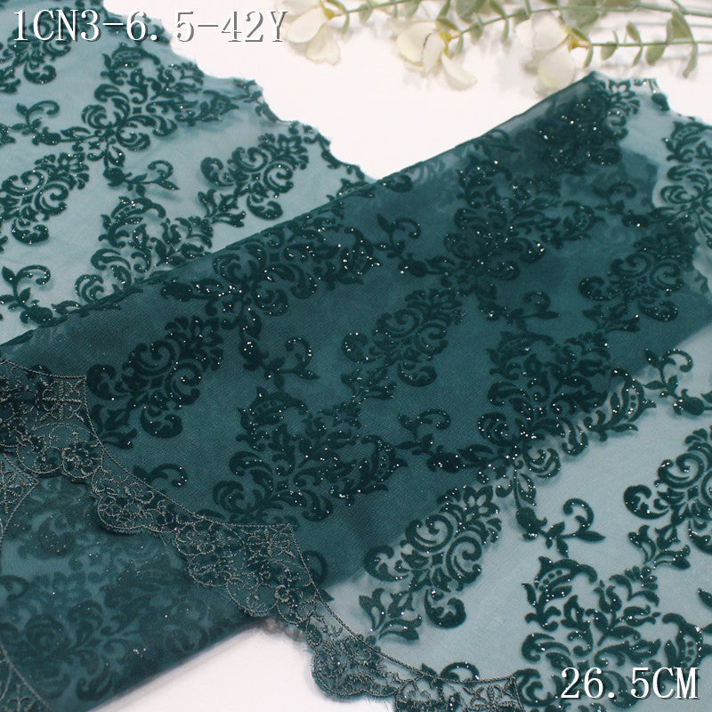 FREEDOMBEAUTY | [1Pack] Multi-color chiffon mesh full-width flocking pattern embroidery lace 28cm clothing accessories home textile lace accessories