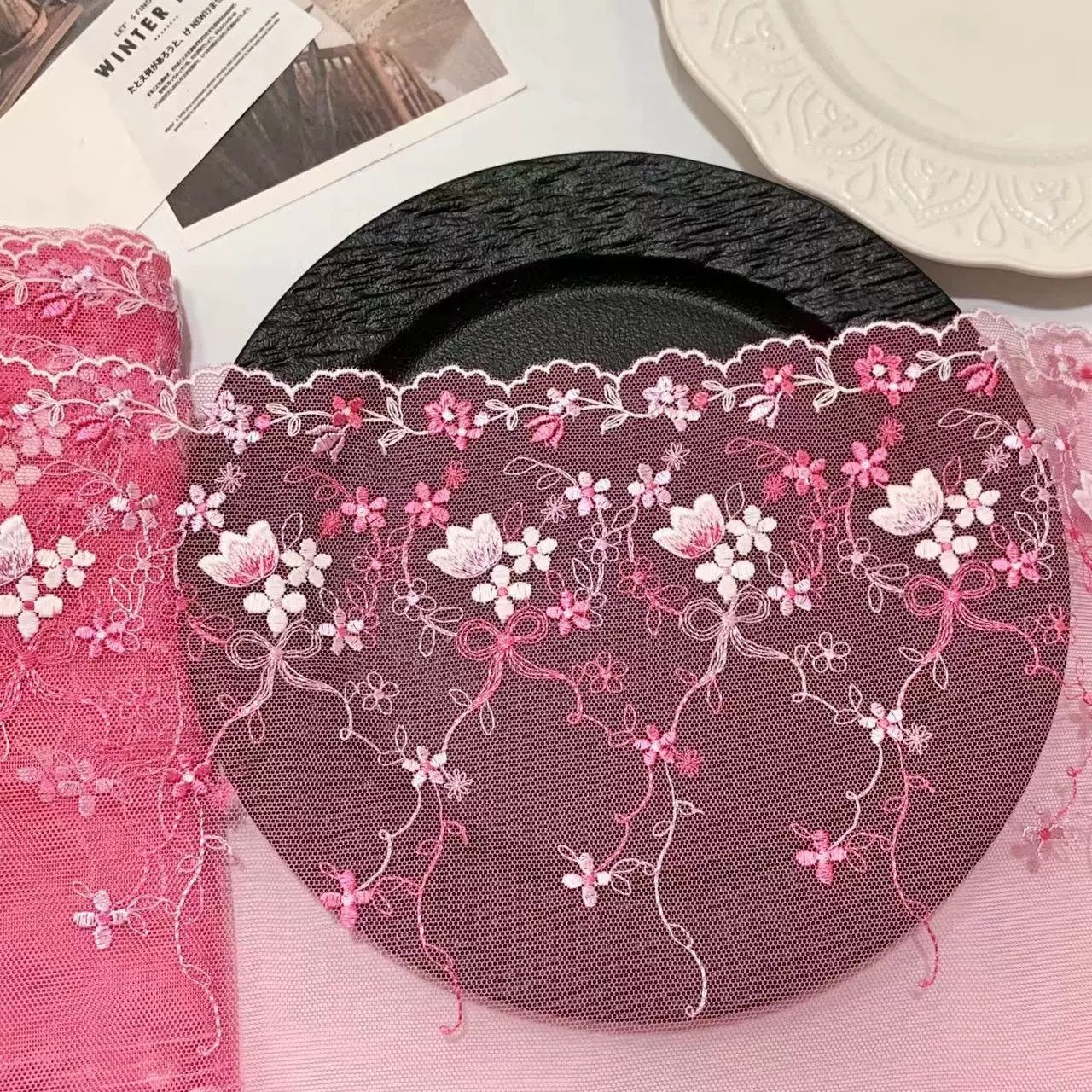 FREEDOMBEAUTY | Spot exquisite tulip mesh embroidery lace accessories decorative fabric design clothing DIY