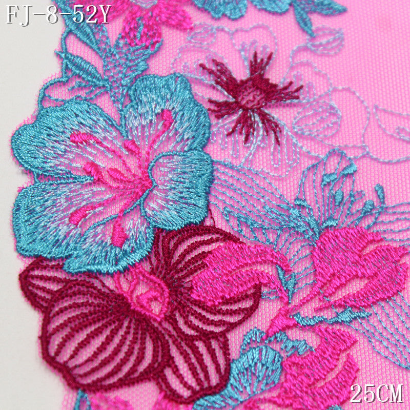 FREEDOMBEAUTY | [1Pack] Contrasting Flowers Warm Style Rose Pink Mesh Embroidery Lace, Clothing Accessories Underwear Lace Accessories