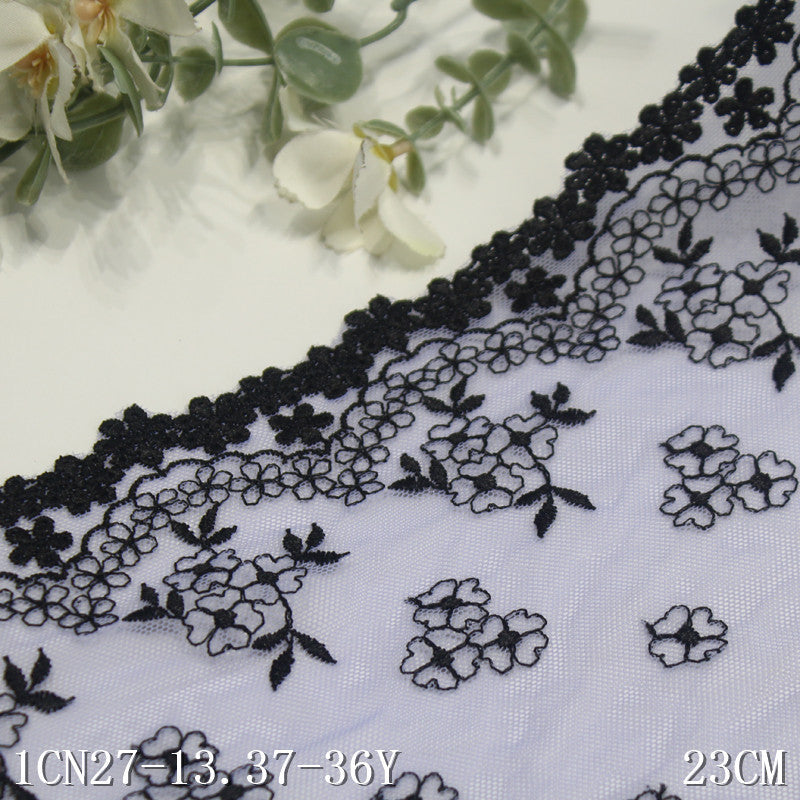 FREEDOMBEAUTY | Light purple mesh embroidered lace double-sided floral 23cm dress wedding dress DIY lace lace accessories