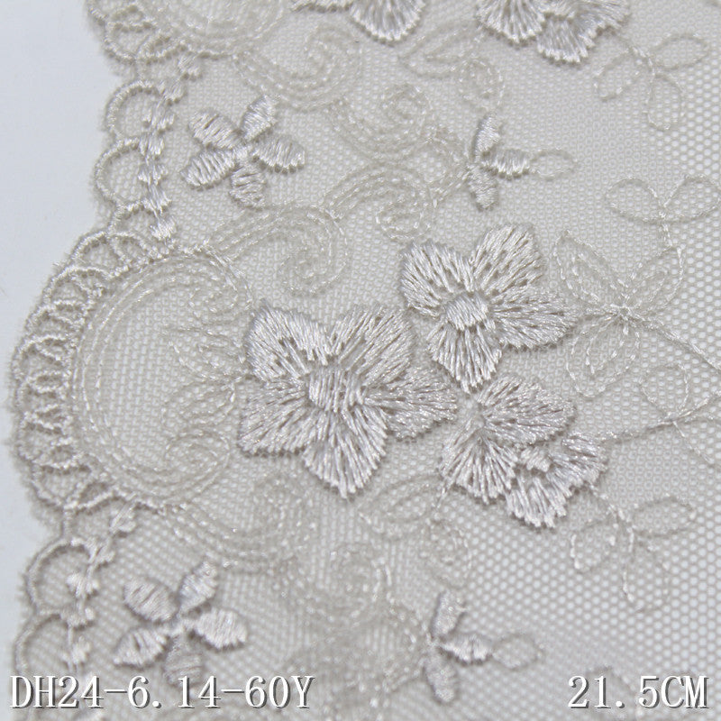 FREEDOMBEAUTY | Gray wheat Korean small flower mesh yarn embroidered lace 21cm clothing skirt underwear lace accessories