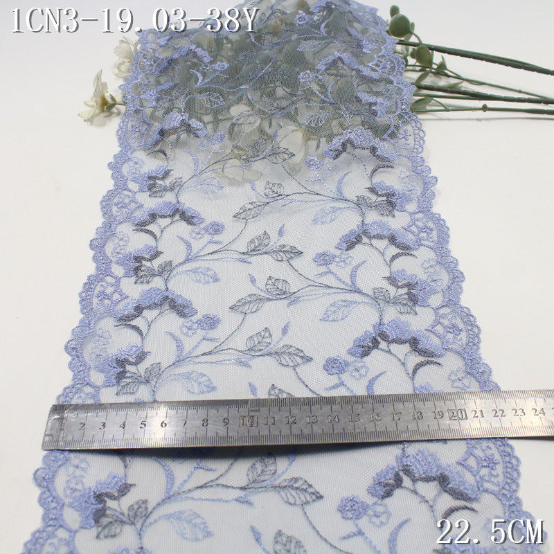 【1Pack】-Freedombeauty | Three-color mesh bilateral classical exquisite flower embroidery lace 22.5cm clothing jewelry home textile accessories