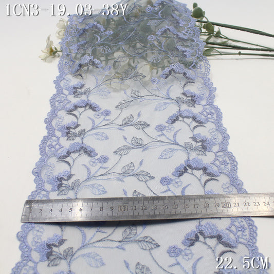 【1Pack】-Freedombeauty | Three-color mesh bilateral classical exquisite flower embroidery lace 22.5cm clothing jewelry home textile accessories