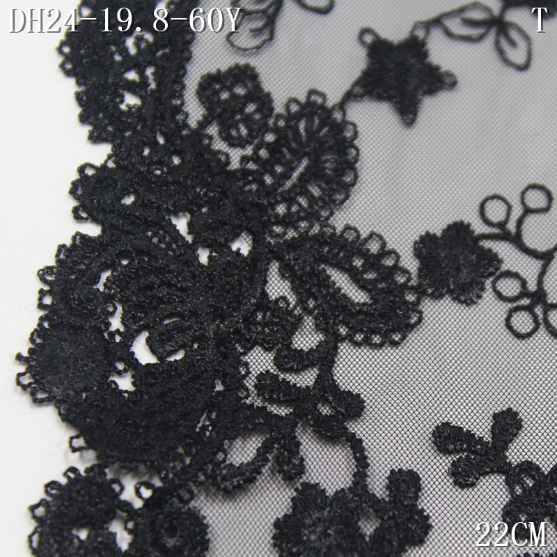 FREEDOMBEAUTY | Spot black retro classic mesh water-soluble embroidery lace 22cm skirt underwear lace accessories DIY
