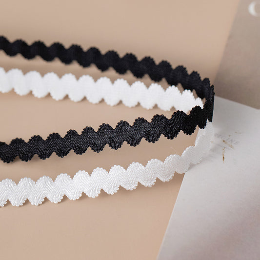 FREEDOMBEAUTY | Factory Direct 1.0CM Glossy Bending Elastic Ribbon Black and White Spot, Garment Underwear Elastic Ribbon