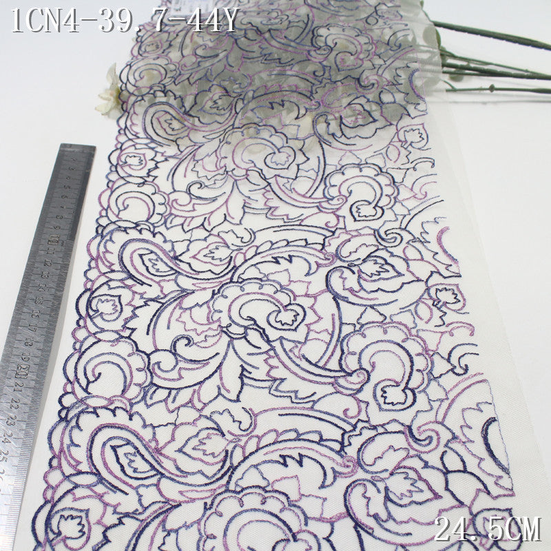 【1Pack】-Freedombeauty | European and American personalized multi-color combination stroke pattern mesh embroidery lace 24.5cm fashion jewelry accessories