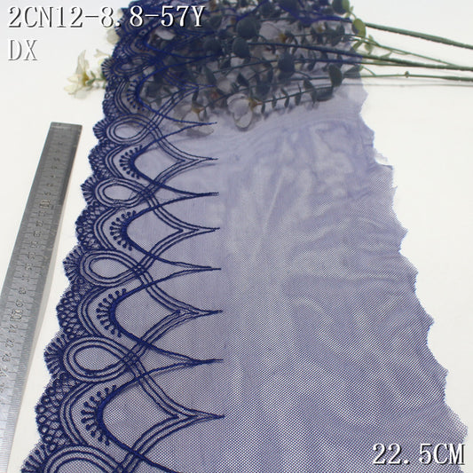FREEDOMBEAUTY | Navy blue mesh embroidery lace tracing oval pattern 22.5cm clothing home textile tablecloth accessories