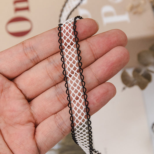 FREEDOMBEAUTY | Manufacturer supplies 1.2cm black edge white mesh webbing, mesh mesh elastic belt clothing toy elastic band