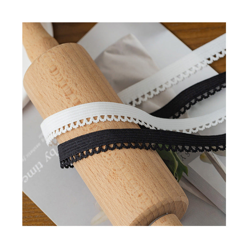 FREEDOMBEAUTY | Factory direct 1.2CM nylon elastic bud belt black and white spot, handmade DIY women's underwear decorative elastic