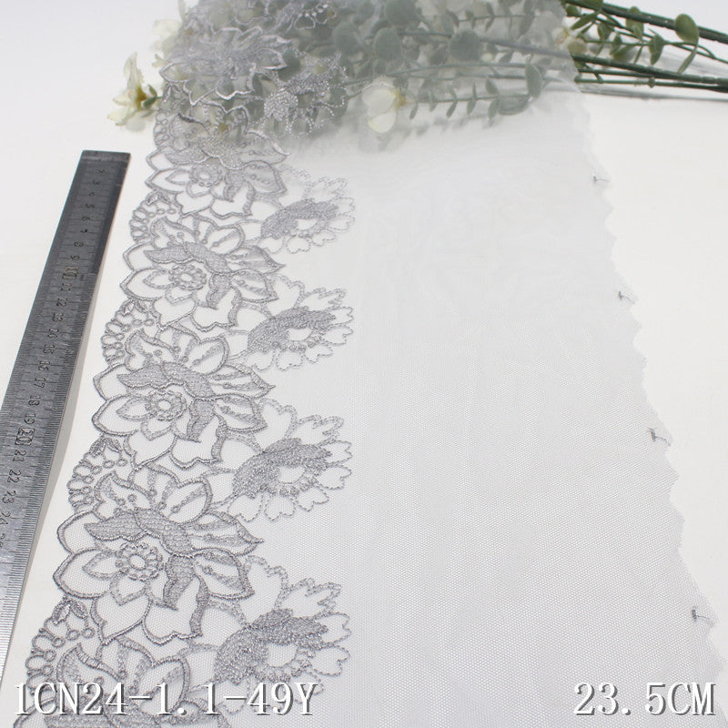 FREEDOMBEAUTY | [1Pack] Light mesh modern floral pattern embroidery lace 23cm clothing DIY curtain lace accessories
