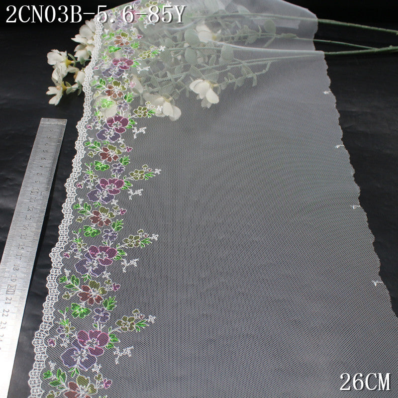FREEDOMBEAUTY |  simple fresh color flower light mesh embroidery lace, children's skirt DIY lace accessories