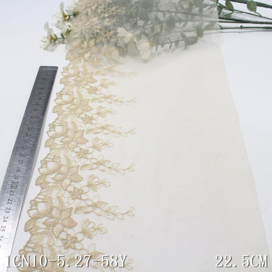 FREEDOMBEAUTY | Unilateral retro small flower light mesh embroidery 22cm clothing home textile lace lace accessories DIY