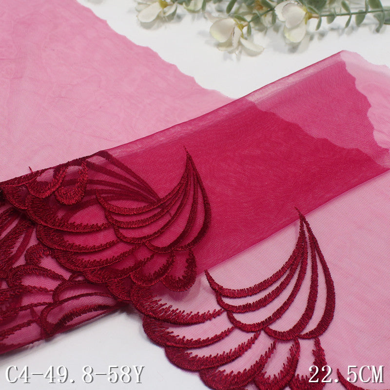 FREEDOMBEAUTY | Purple and red modern wing pattern mesh embroidery lace, clothing edge curtain lace accessories