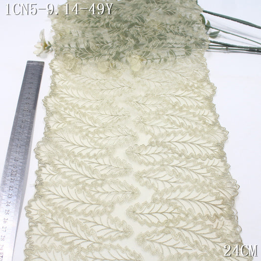 FREEDOMBEAUTY | [1pack] Double-row leaf pattern two-color mesh embroidery lace, exquisite clothing underwear dressing lace accessories