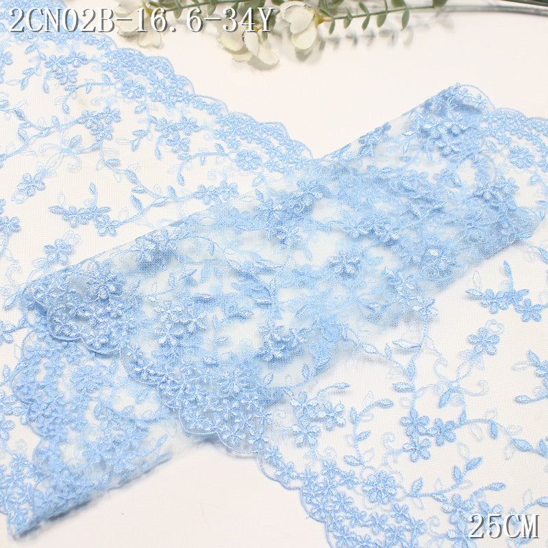 FREEDOMBEAUTY | [1Pack] Small fresh silver thread full of floral striped mesh embroidery lace, Mori skirt decoration handmade lace accessories