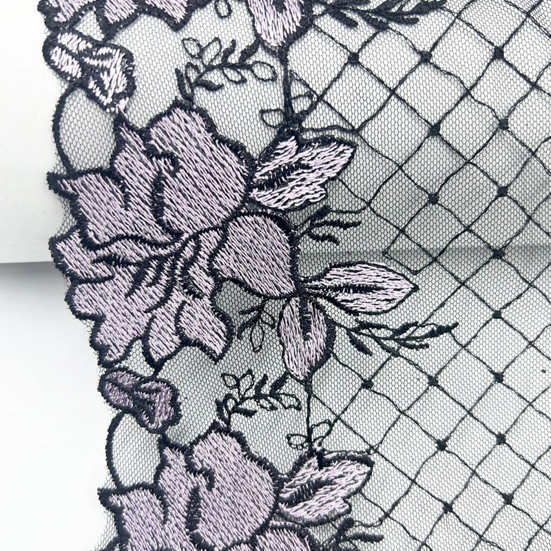 FREEDOMBEAUTY | Black Embroidery Mesh Grid Line Lace Underwear Lace Curtain Home Textile Sofa Cushion Accessories Three-dimensional Embroidery