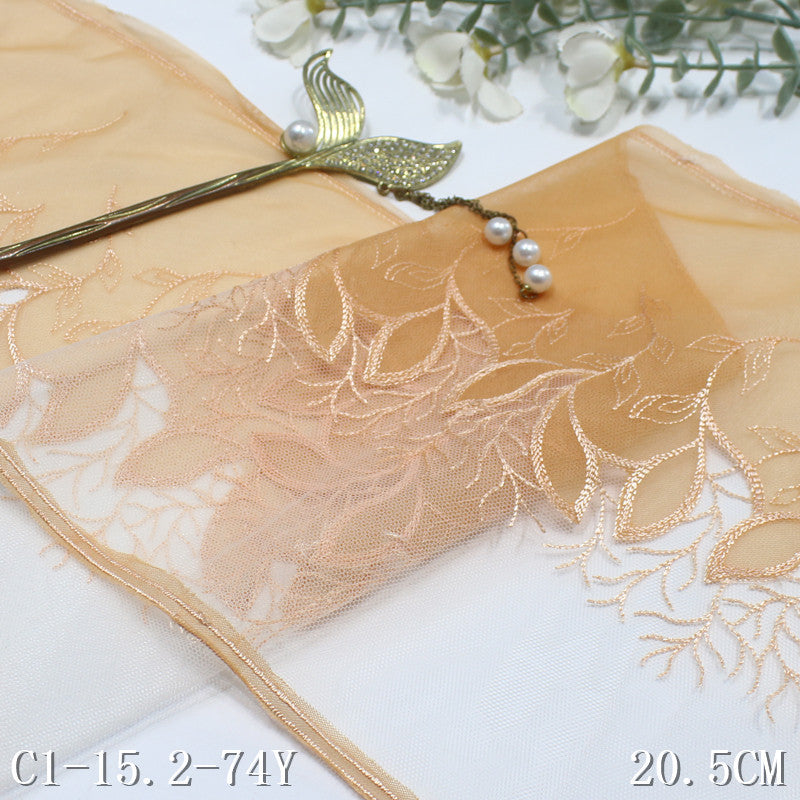 FREEDOMBEAUTY | Apricot double mesh fashion branches and leaves embroidery lace, clothing handmade DIY lace accessories