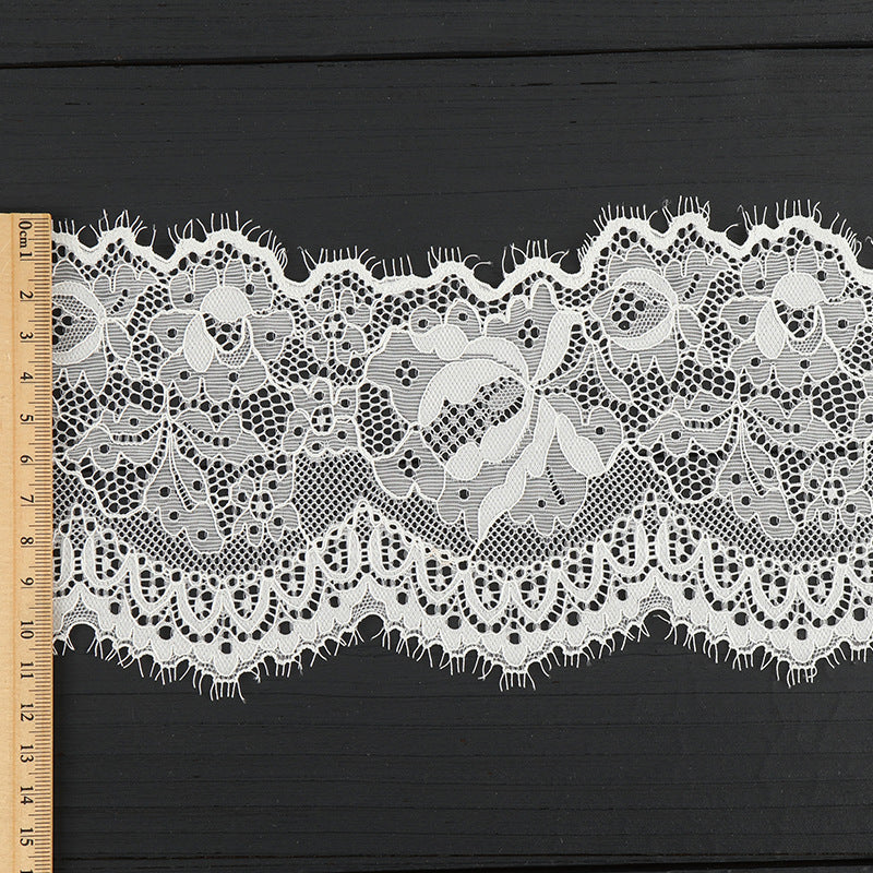 FREEDOMBEAUTY | [laser-cut lace] White nylon silk lace, elastic hollow lace weave, home textile clothing Lolita lace accessories
