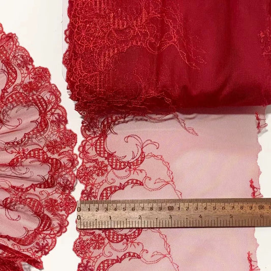 FREEDOMBEAUTY | Spot court wind snowflake embroidery dark red mesh lace accessories decorative design