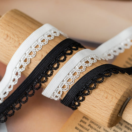 FREEDOMBEAUTY | Factory direct sales 1.2CM bright bud belt, black and white spot, children's underwear closed edge nylon elastic elastic band