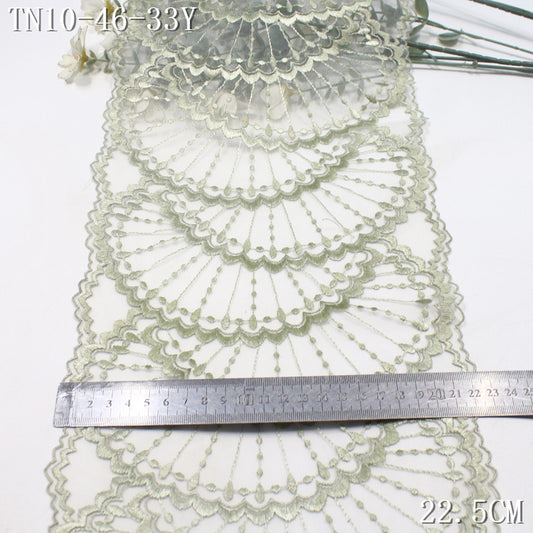 FREEDOMBEAUTY | Two-color mesh yarn small fragrant fan-shaped small pearl embroidery lace, clothing curtain accessories lace accessories