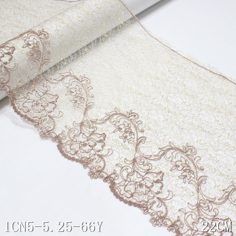 FREEDOMBEAUTY | Spot three-color lace mesh embroidery lace simple gold thread pattern 22cm clothing home textile lace accessories